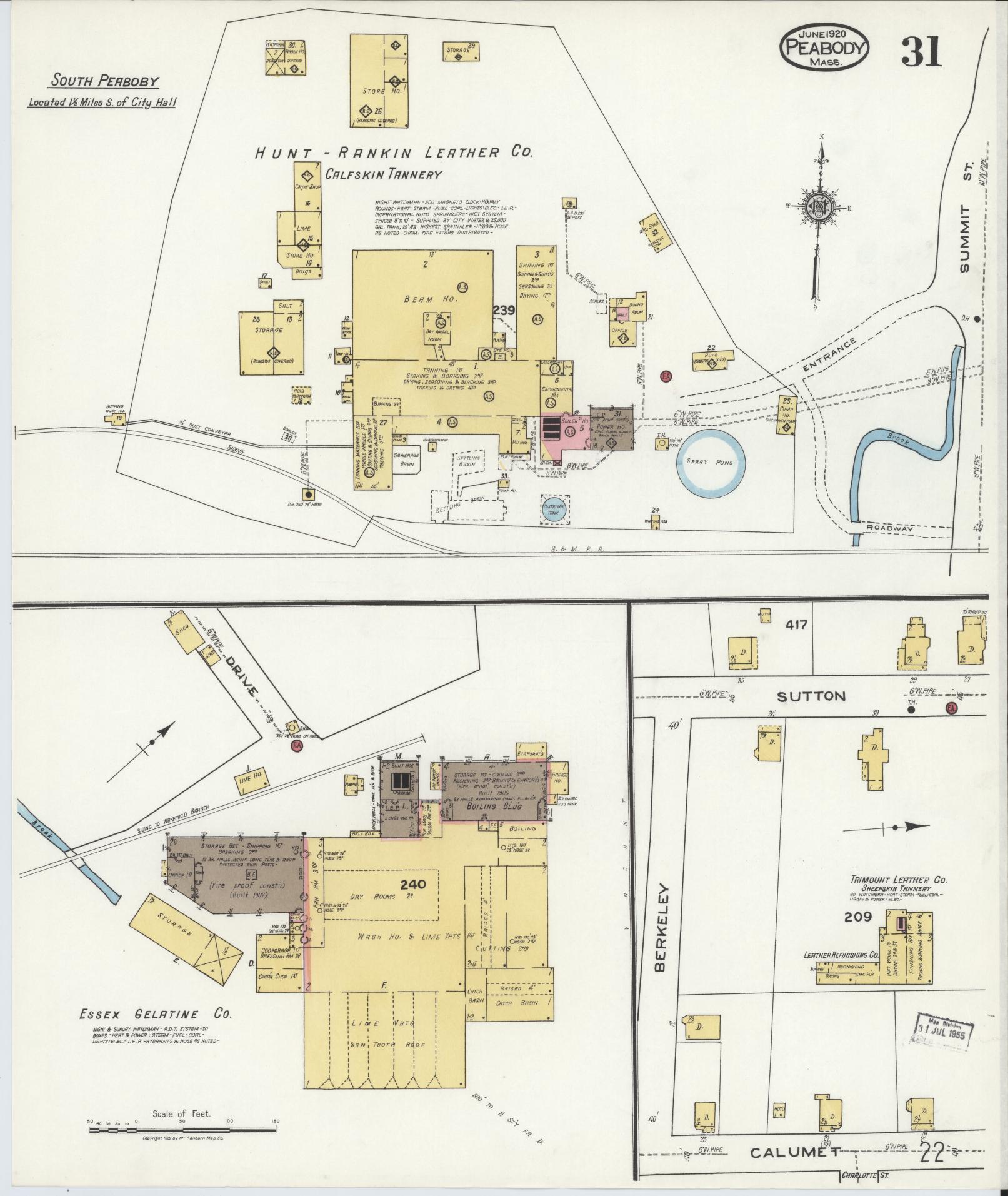 Sanborn Fire Insurance Map from Peabody, Essex County, Massachusetts (1920), Sheet #0031 - Complete Map Set gallery image, historic Sanborn map, vintage wall art, Massachusetts Massachusetts