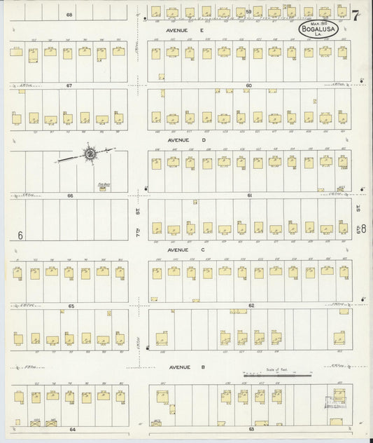 Sanborn Fire Insurance Map from Bogalusa, Washington Parish, Louisiana (1910), Sheet #0007 - Historic Sanborn Fire Insurance Map Print, vintage old map wall art, antique decor, genealogy gift, Louisiana Louisiana map
