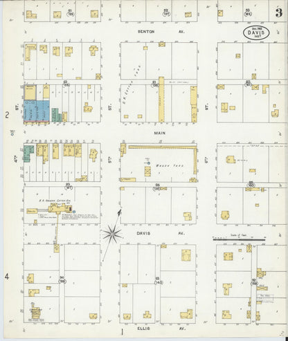 Sanborn Fire Insurance Map from Davis, Murray County, Oklahoma (1903), Sheet #0003 - Complete Map Set gallery image, historic Sanborn map, vintage wall art, Oklahoma Oklahoma