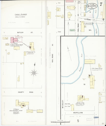 Sanborn Fire Insurance Map from Milford, Kent And Sussex Counties, Delaware (1897), Sheet #0007 - Complete Map Set gallery image, historic Sanborn map, vintage wall art, Delaware Delaware