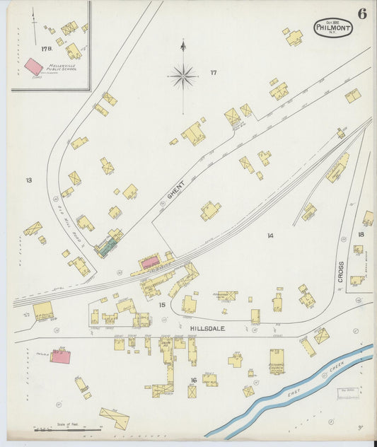Sanborn Fire Insurance Map from Philmont, Columbia County, New York (1892), Sheet #0006 - Historic Sanborn Fire Insurance Map Print, vintage old map wall art, antique decor, genealogy gift, New York New York map