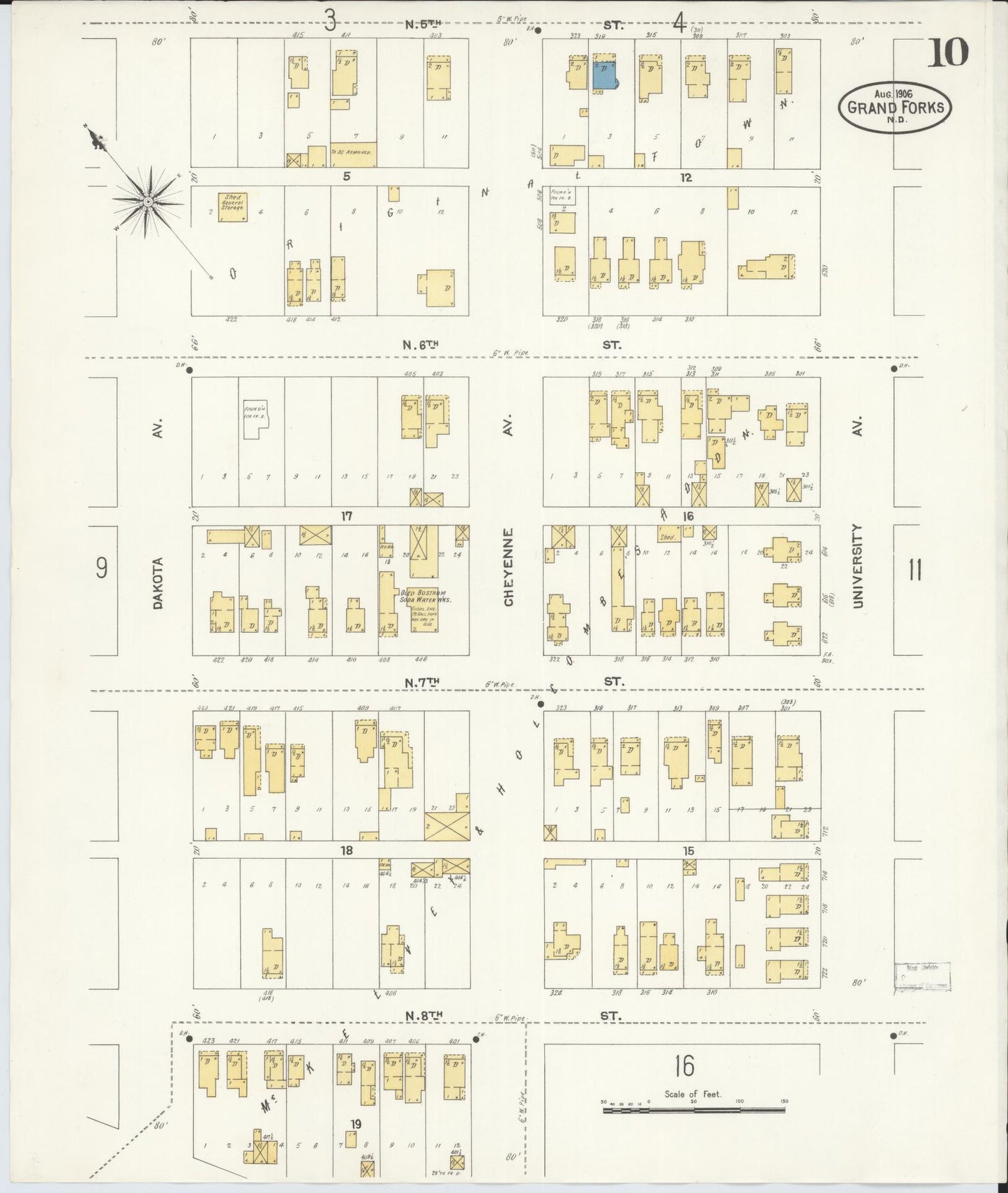 Sanborn Fire Insurance Map from Grand Forks, Grand Forks County, North Dakota (1906), Sheet #0010 - Complete Map Set gallery image, historic Sanborn map, vintage wall art, North Dakota North Dakota