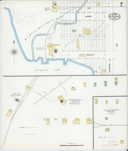 Sanborn Fire Insurance Map from Virginia, Saint Louis County, Minnesota (1904), Sheet #0007 - Complete Map Set gallery image, historic Sanborn map, vintage wall art, Minnesota Minnesota