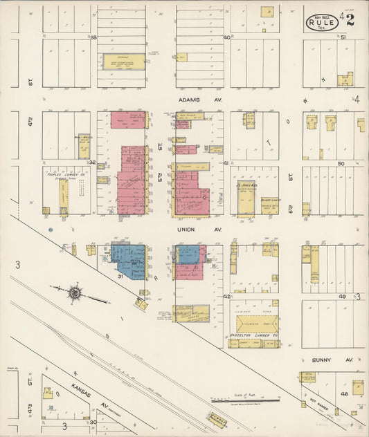 Sanborn Fire Insurance Map from Rule, Haskell County, Texas (1922), Sheet #0002 - Historic Sanborn Fire Insurance Map Print, vintage old map wall art, antique decor, genealogy gift, Texas Texas map