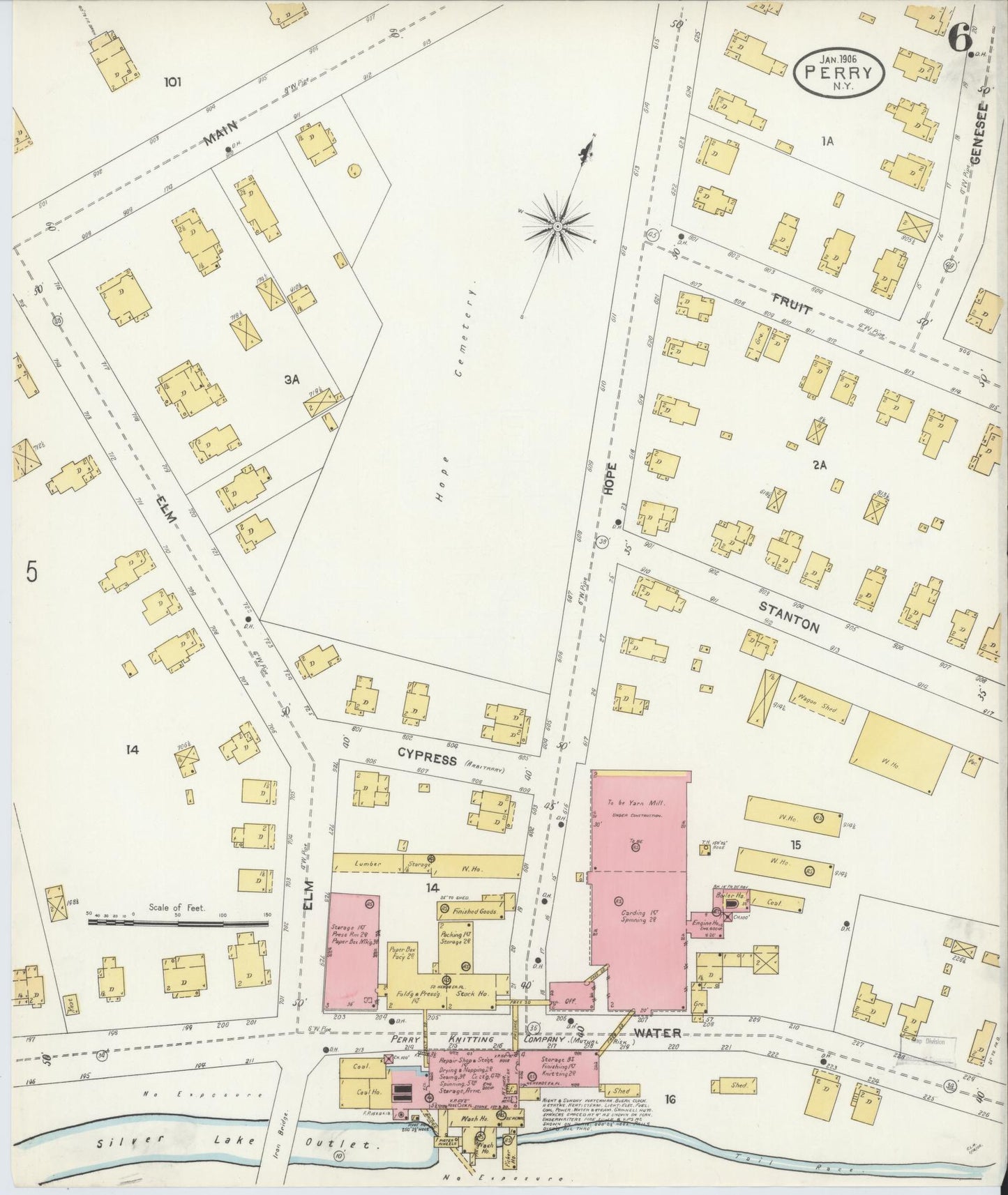 Sanborn Fire Insurance Map from Perry, Wyoming County, New York (1906), Sheet #0006 - Complete Map Set gallery image, historic Sanborn map, vintage wall art, Perry Wyoming