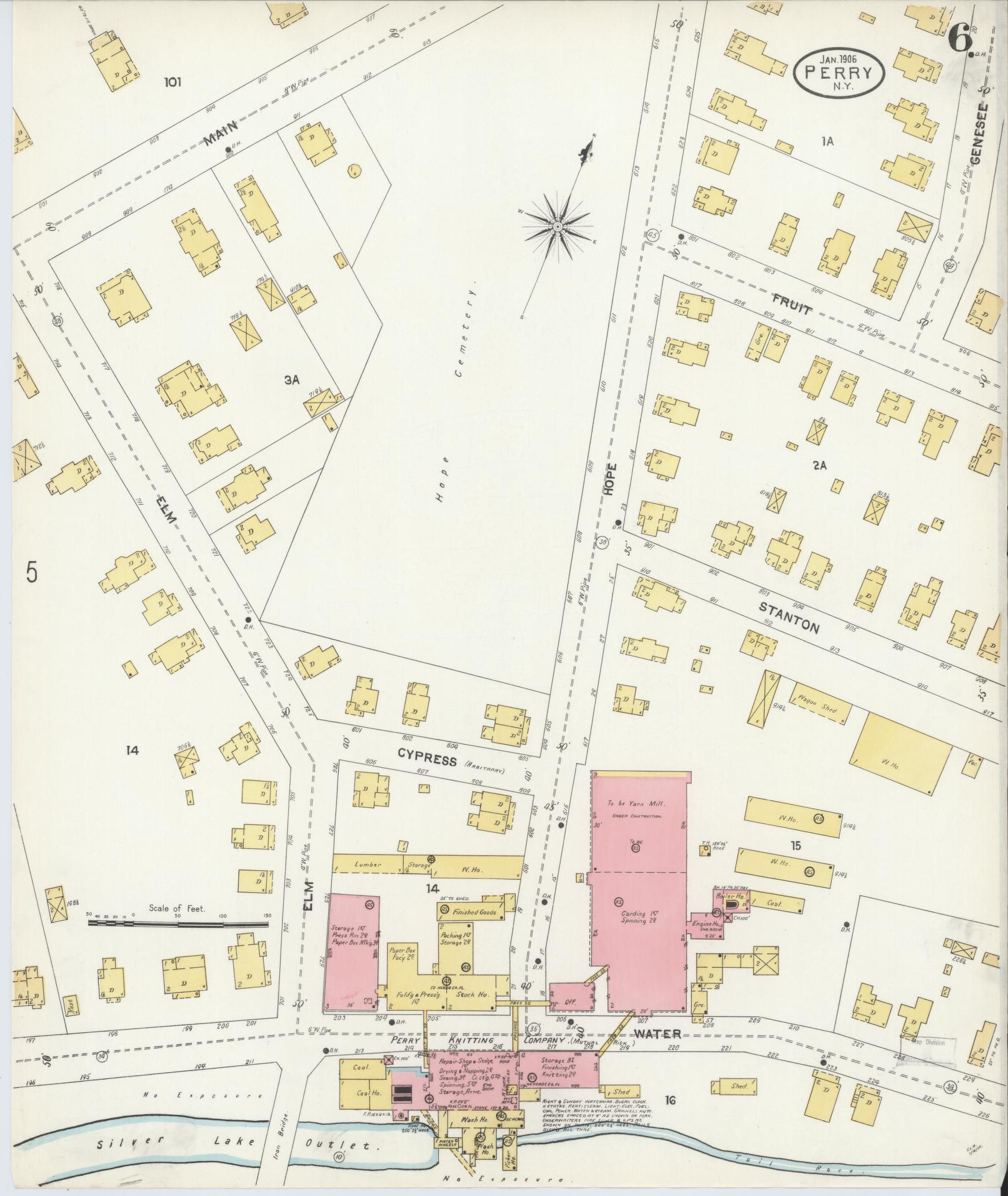 Sanborn Fire Insurance Map from Perry, Wyoming County, New York (1906), Sheet #0006 - Complete Map Set gallery image, historic Sanborn map, vintage wall art, Perry Wyoming