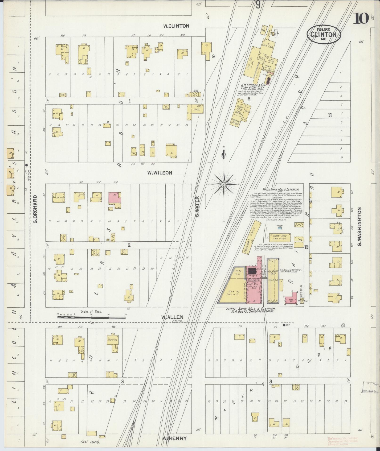 Sanborn Fire Insurance Map from Clinton, Henry County, Missouri (1902), Sheet #0010 - Complete Map Set gallery image, historic Sanborn map, vintage wall art, Missouri Missouri