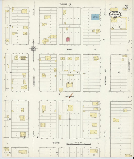 Sanborn Fire Insurance Map from Wewoka, Seminole County, Oklahoma (1913), Sheet #0003 - Historic Sanborn Fire Insurance Map Print, vintage old map wall art, antique decor, genealogy gift, Oklahoma Oklahoma map
