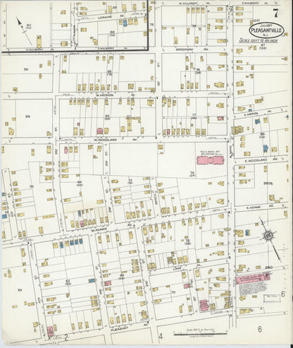 Sanborn Fire Insurance Map from Pleasantville, Atlantic County, New Jersey (1917), Sheet #0007 - Historic Sanborn Fire Insurance Map Print, vintage old map wall art, antique decor, genealogy gift, New Jersey New Jersey map