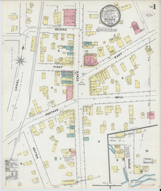 Sanborn Fire Insurance Map from Nunda, Livingston County, New York (1892), Sheet #0001 - Complete Map Set gallery image, historic Sanborn map, vintage wall art, New York New York
