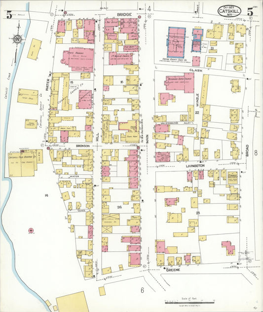 Sanborn Fire Insurance Map from Catskill, Greene County, New York (1923), Sheet #0005 - Historic Sanborn Fire Insurance Map Print, vintage old map wall art, antique decor, genealogy gift, New York New York map