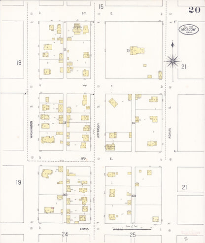 Sanborn Fire Insurance Map from Moscow, Latah County, Idaho (1909), Sheet #0020 - Complete Map Set gallery image, historic Sanborn map, vintage wall art, Idaho Idaho