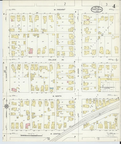Sanborn Fire Insurance Map from Fostoria, Seneca, Hancock, And Wood Counties, Ohio (1914), Sheet #0004 - Complete Map Set gallery image, historic Sanborn map, vintage wall art, Ohio Ohio