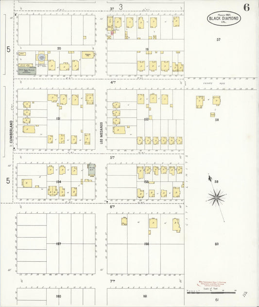 Sanborn Fire Insurance Map from Black Diamond, Contra Costa, California (1907), Sheet #0006 - Historic Sanborn Fire Insurance Map Print, vintage old map wall art, antique decor, genealogy gift, California California map