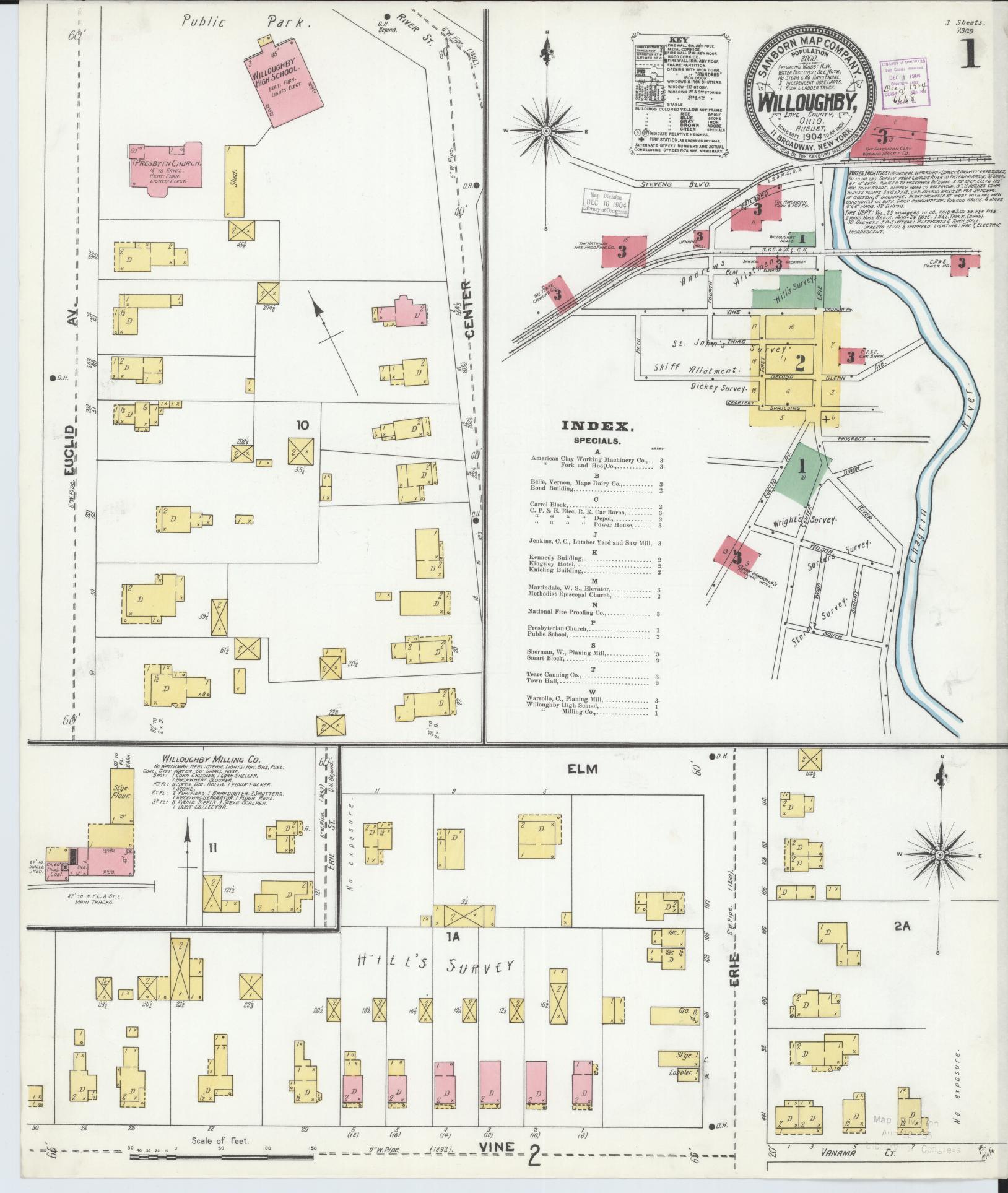 Sanborn Fire Insurance Map from Willoughby, Lake County, Ohio (1904), Sheet #0001 - Complete Map Set gallery image, historic Sanborn map, vintage wall art, Ohio Ohio