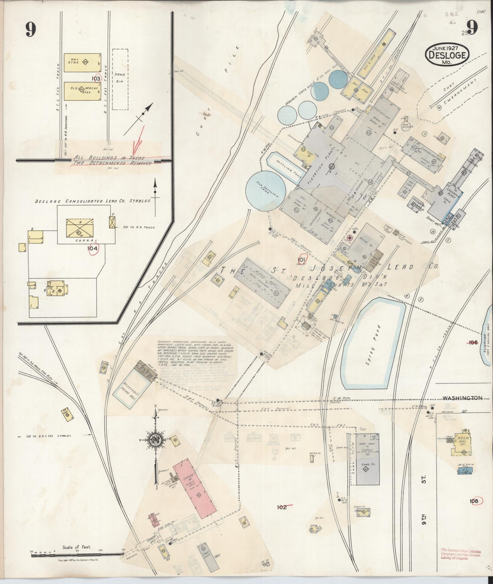 Sanborn Fire Insurance Map from Desloge, Saint Francois County, Missouri (1938), Sheet #0009 - Complete Map Set gallery image, historic Sanborn map, vintage wall art, Missouri Missouri