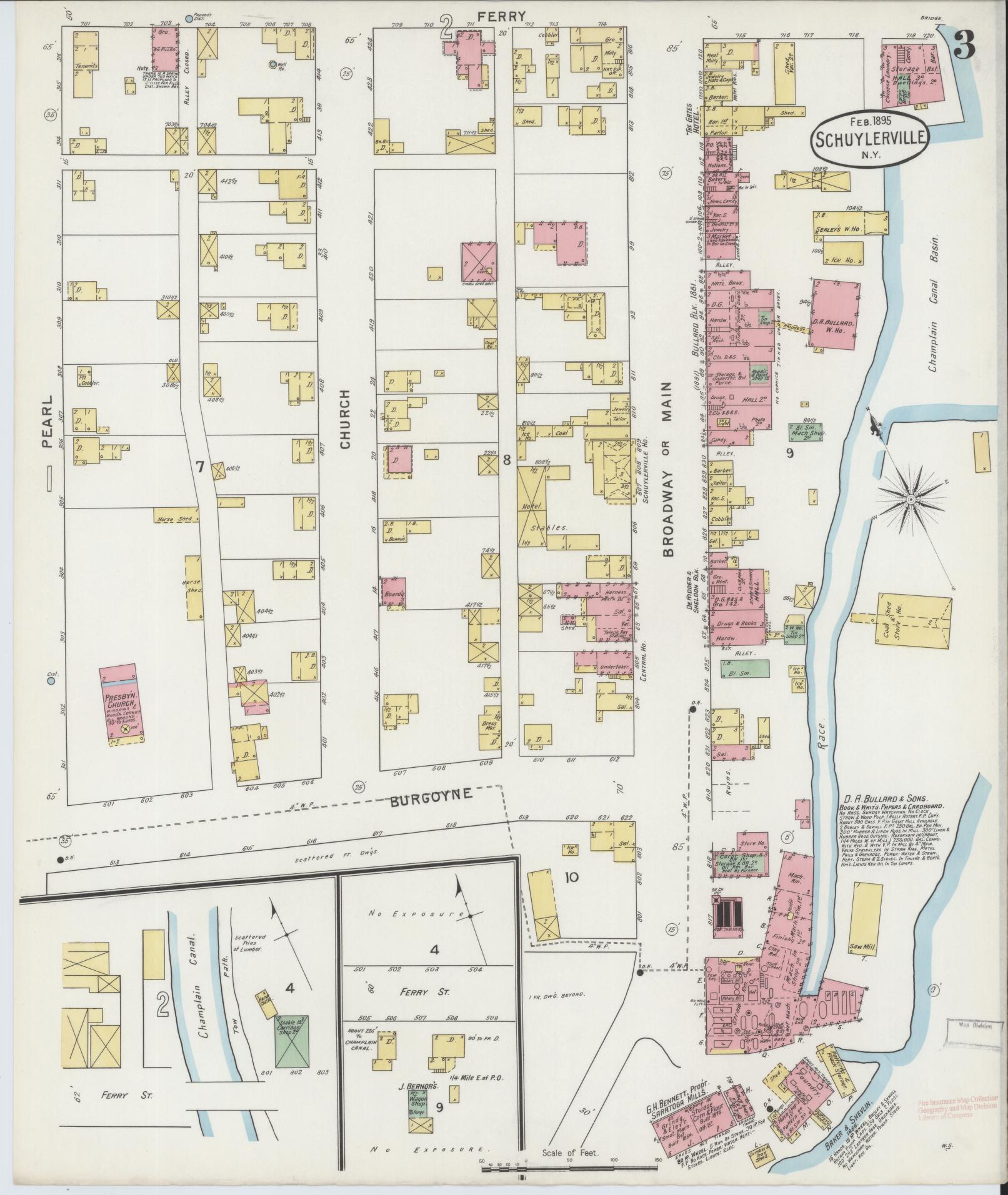 Sanborn Fire Insurance Map from Schuylerville, Saratoga County, New York (1895), Sheet #0003 - Complete Map Set gallery image, historic Sanborn map, vintage wall art, New York New York