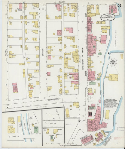 Sanborn Fire Insurance Map from Schuylerville, Saratoga County, New York (1895), Sheet #0003 - Complete Map Set gallery image, historic Sanborn map, vintage wall art, New York New York
