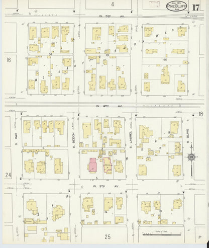 Sanborn Fire Insurance Map from Pine Bluff, Jefferson County, Arkansas (1913), Sheet #0017 - Complete Map Set gallery image, historic Sanborn map, vintage wall art, Arkansas Arkansas