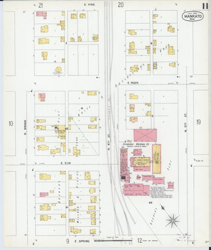 Sanborn Fire Insurance Map from Mankato, Blue Earth County, Minnesota (1900), Sheet #0011 - Complete Map Set gallery image, historic Sanborn map, vintage wall art, Minnesota Minnesota