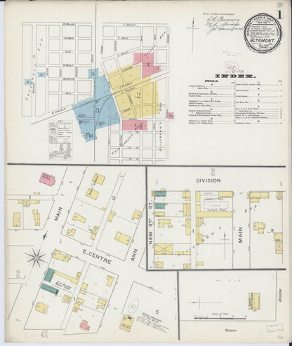 Sanborn Fire Insurance Map from Altamont, Effingham County, Illinois (1893), Sheet #0001 - Complete Map Set gallery image, historic Sanborn map, vintage wall art, Illinois Illinois