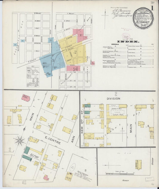 Sanborn Fire Insurance Map from Altamont, Effingham County, Illinois (1893), Sheet #0001 - Complete Map Set gallery image, historic Sanborn map, vintage wall art, Illinois Illinois