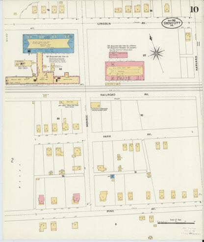 Sanborn Fire Insurance Map from Grove City, Mercer County, Pennsylvania (1906), Sheet #0010 - Complete Map Set gallery image, historic Sanborn map, vintage wall art, Pennsylvania Pennsylvania