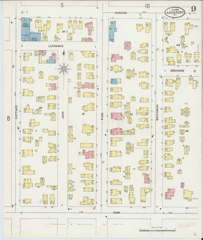 Sanborn Fire Insurance Map from Lockport, Niagara County, New York (1898), Sheet #0009 - Complete Map Set gallery image, historic Sanborn map, vintage wall art, New York New York