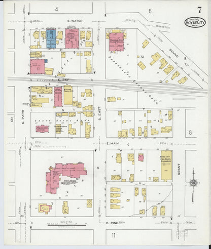 Sanborn Fire Insurance Map from Boyne City, Charlevoix County, Michigan (1919), Sheet #0007 - Complete Map Set gallery image, historic Sanborn map, vintage wall art, Michigan Michigan