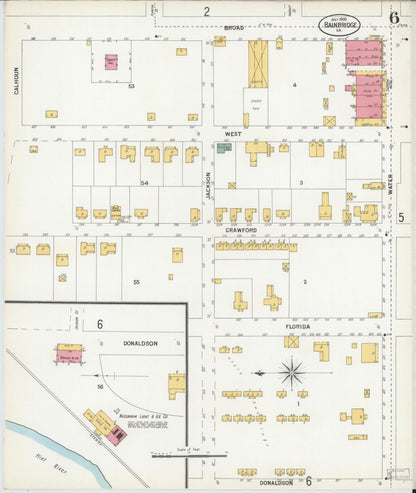 Sanborn Fire Insurance Map from Bainbridge, Decatur County, Georgia (1900), Sheet #0006 - Complete Map Set gallery image, historic Sanborn map, vintage wall art, Georgia Georgia