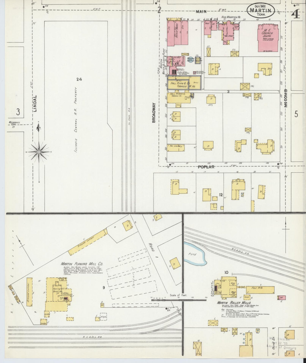 Sanborn Fire Insurance Map from Martin, Weakley County, Tennessee (1902), Sheet #0004 - Complete Map Set gallery image, historic Sanborn map, vintage wall art, Tennessee Tennessee