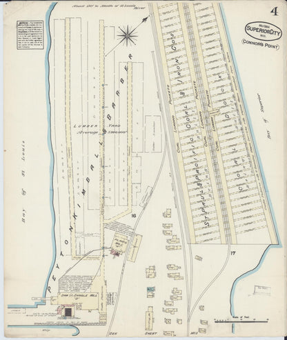 Sanborn Fire Insurance Map from Superior, Douglas County, Wisconsin (1884), Sheet #0004 - Complete Map Set gallery image, historic Sanborn map, vintage wall art, Wisconsin Wisconsin