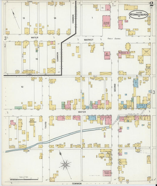 Sanborn Fire Insurance Map from McConnellsburgh, Fulton County, Pennsylvania (1899), Sheet #0002 - Historic Sanborn Fire Insurance Map Print, vintage old map wall art, antique decor, genealogy gift, Pennsylvania Pennsylvania map