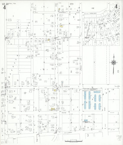 Sanborn Fire Insurance Map from New Boston, Bowie County, Texas (1952), Sheet #0004 - Historic Sanborn Fire Insurance Map Print, vintage old map wall art, antique decor, genealogy gift, Texas Texas map