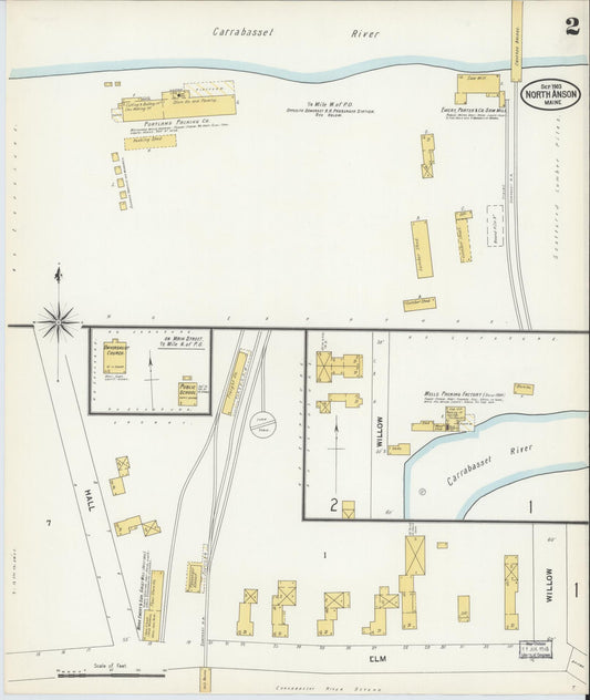 Sanborn Fire Insurance Map from North Anson, Somerset County, Maine (1903), Sheet #0002 - Historic Sanborn Fire Insurance Map Print, vintage old map wall art, antique decor, genealogy gift, Maine Maine map