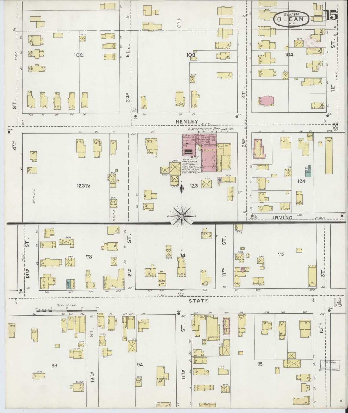 Sanborn Fire Insurance Map from Olean, Cattaraugus County, New York (1894), Sheet #0015 - Complete Map Set gallery image, historic Sanborn map, vintage wall art, New York New York