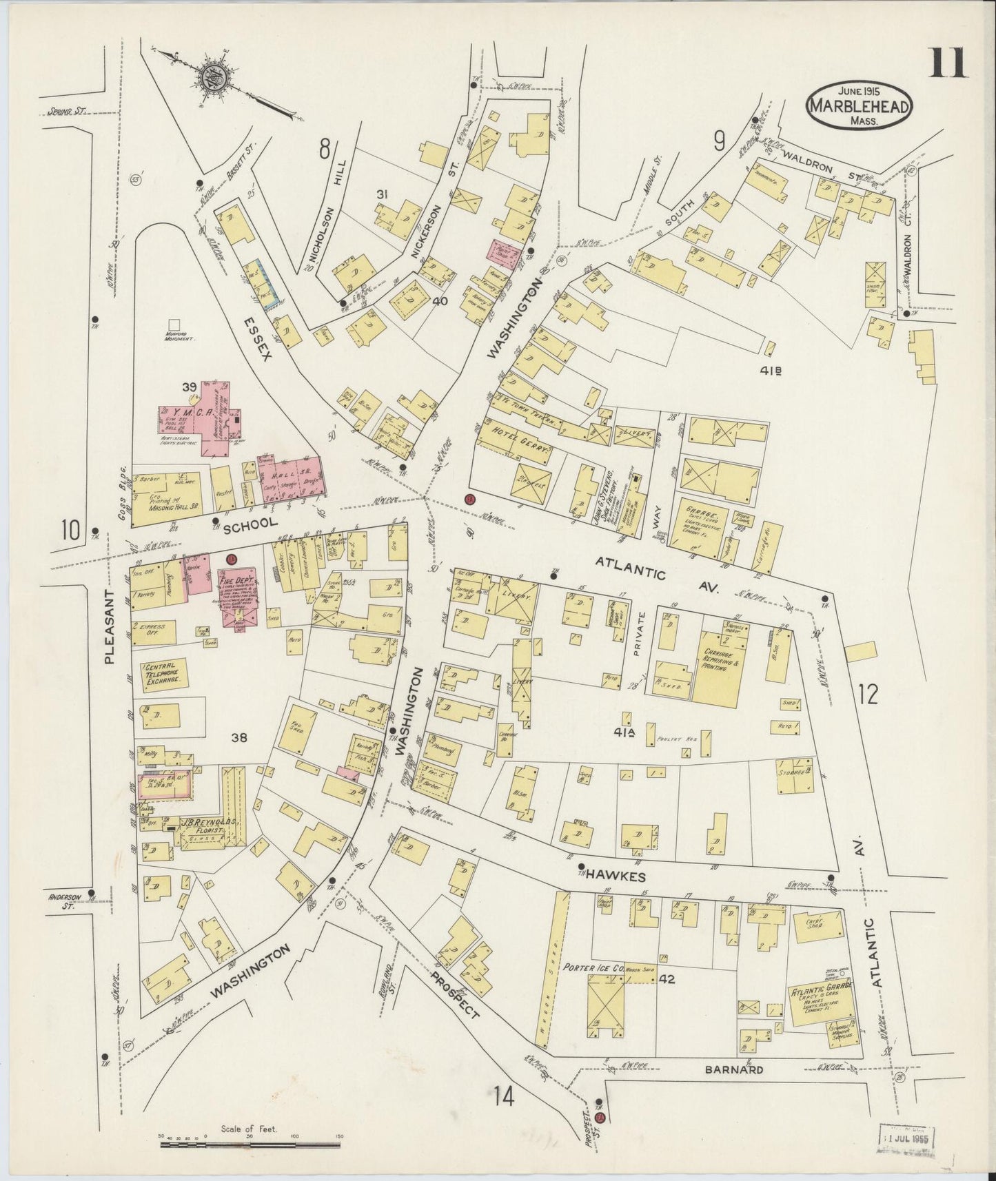 Sanborn Fire Insurance Map from Marblehead, Essex County, Massachusetts (1915), Sheet #0011 - Complete Map Set gallery image, historic Sanborn map, vintage wall art, Massachusetts Massachusetts