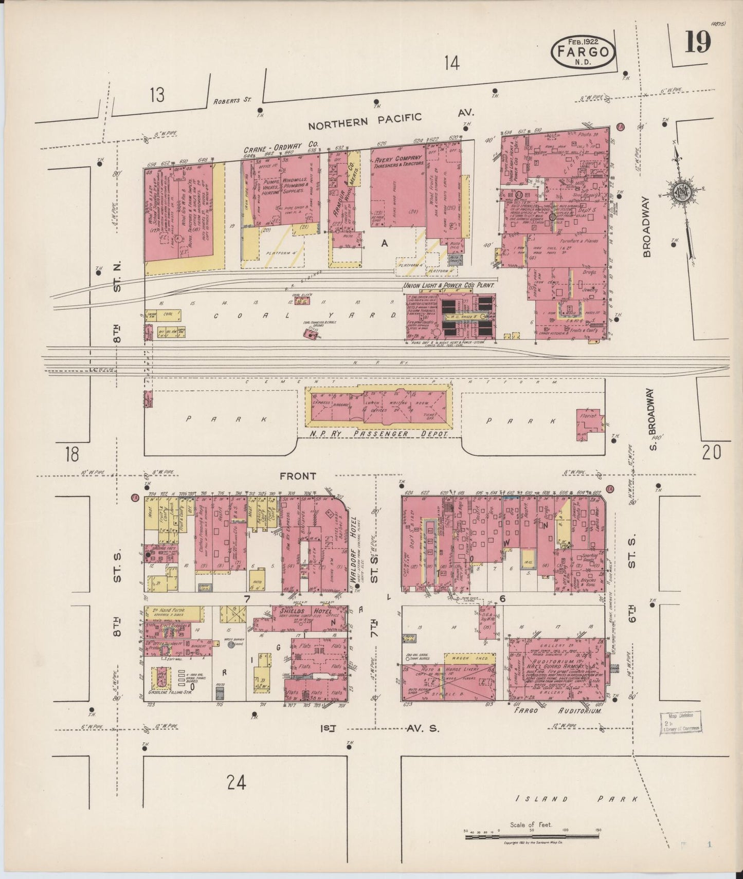 Sanborn Fire Insurance Map from Fargo, Cass County, North Dakota (1922), Sheet #0019 - Complete Map Set gallery image, historic Sanborn map, vintage wall art, North Dakota North Dakota