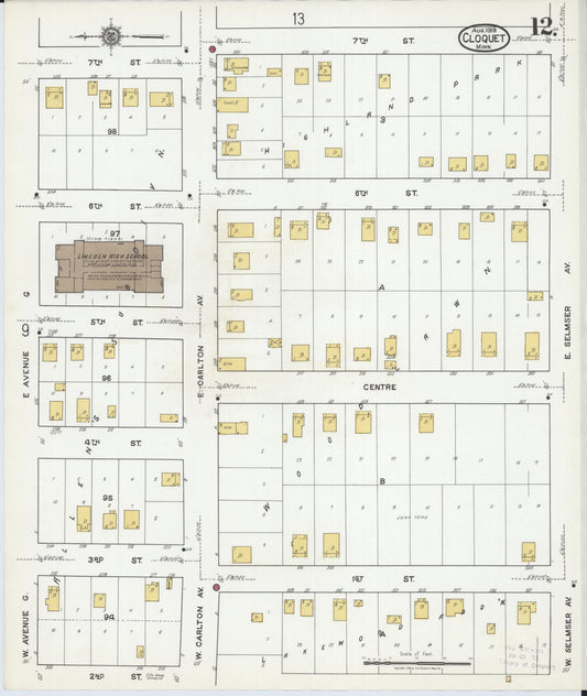 Sanborn Fire Insurance Map from Cloquet, Carlton County, Minnesota (1919), Sheet #0012 - Historic Sanborn Fire Insurance Map Print, vintage old map wall art, antique decor, genealogy gift, Minnesota Minnesota map
