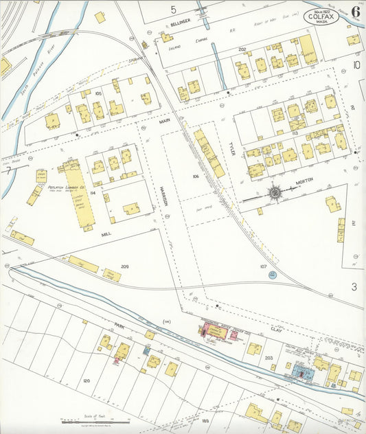 Sanborn Fire Insurance Map from Colfax, Whitman County, Washington (1922), Sheet #0006 - Historic Sanborn Fire Insurance Map Print, vintage old map wall art, antique decor, genealogy gift, Washington Washington map