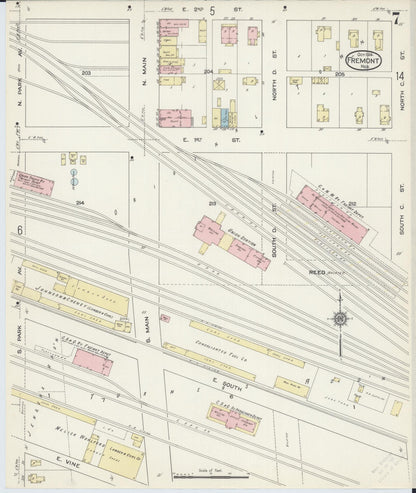 Sanborn Fire Insurance Map from Fremont, Dodge County, Nebraska (1914), Sheet #0007 - Complete Map Set gallery image, historic Sanborn map, vintage wall art, Nebraska Nebraska