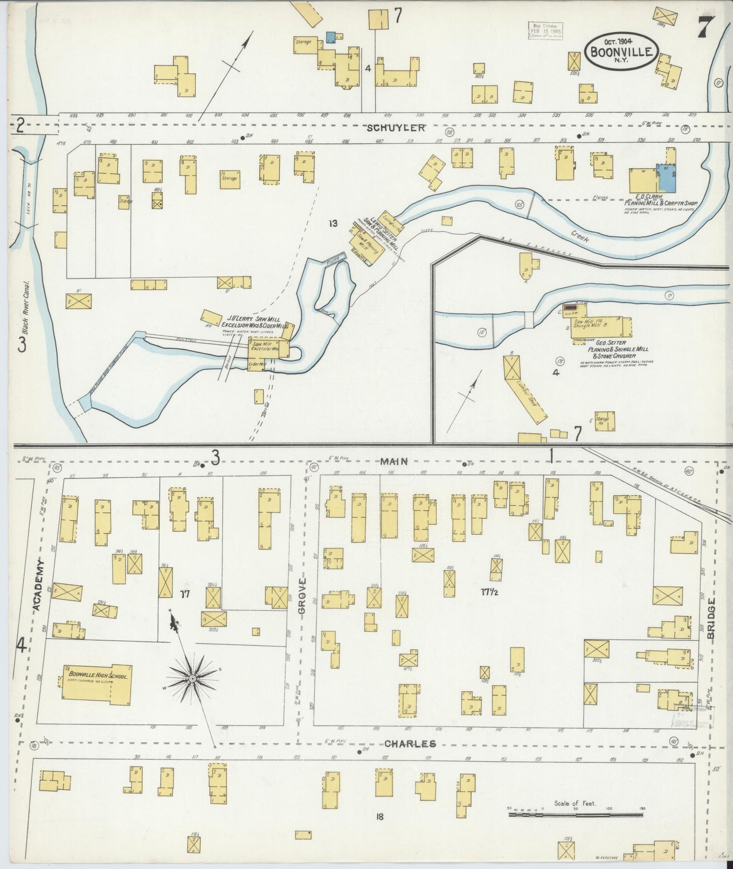 Sanborn Fire Insurance Map from Boonville, Oneida County, New York (1904), Sheet #0007 - Complete Map Set gallery image, historic Sanborn map, vintage wall art, New York New York