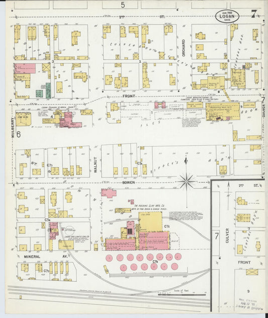 Sanborn Fire Insurance Map from Logan, Hocking County, Ohio (1900), Sheet #0007 - Historic Sanborn Fire Insurance Map Print, vintage old map wall art, antique decor, genealogy gift, Ohio Ohio map