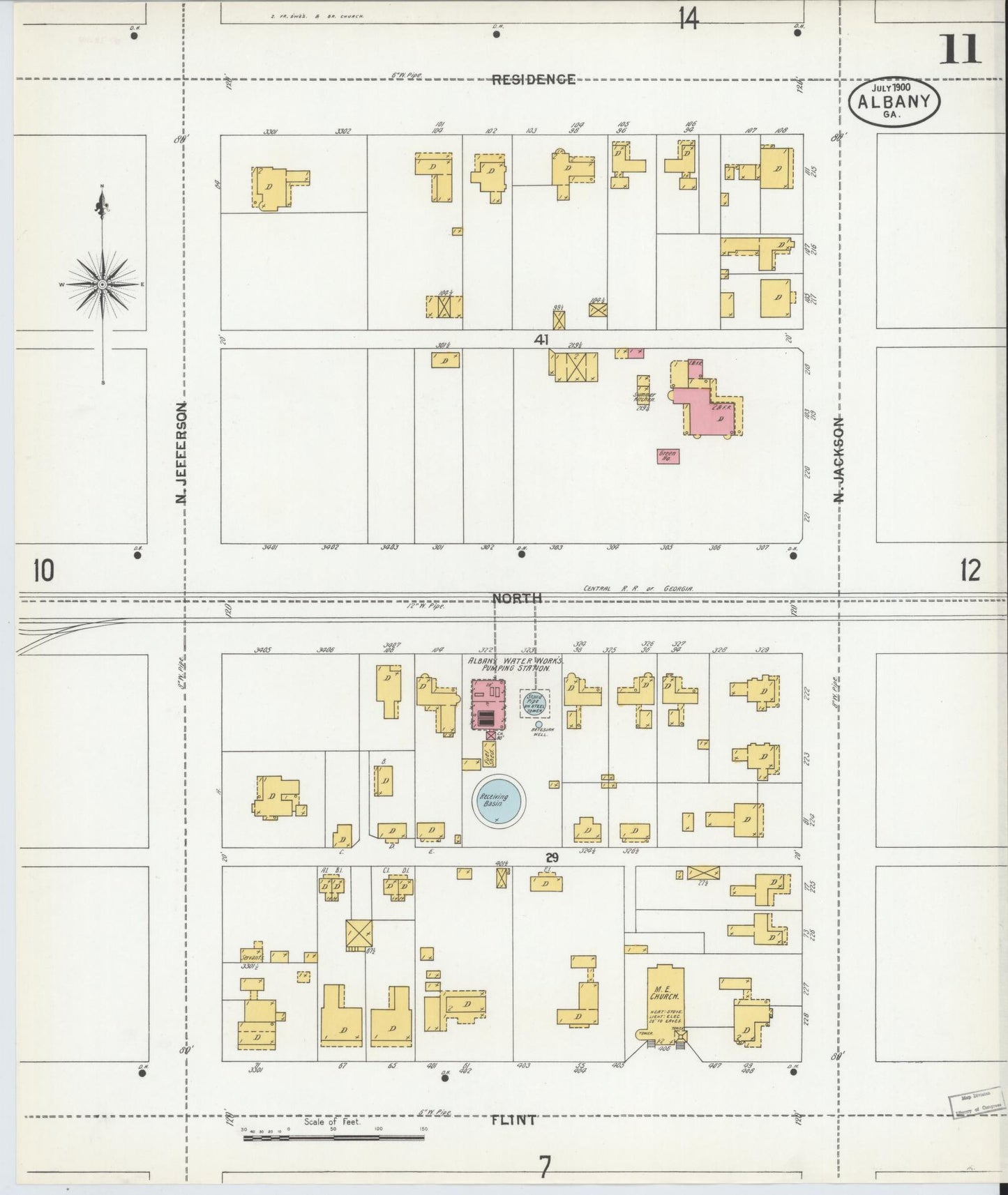 Sanborn Fire Insurance Map from Albany, Dougherty County, Georgia (1900), Sheet #0011 - Complete Map Set gallery image, historic Sanborn map, vintage wall art, Georgia Georgia