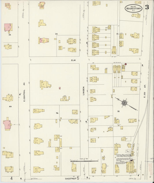 Sanborn Fire Insurance Map from Moorestown, Burlington County, New Jersey (1911), Sheet #0003 - Historic Sanborn Fire Insurance Map Print, vintage old map wall art, antique decor, genealogy gift, New Jersey New Jersey map