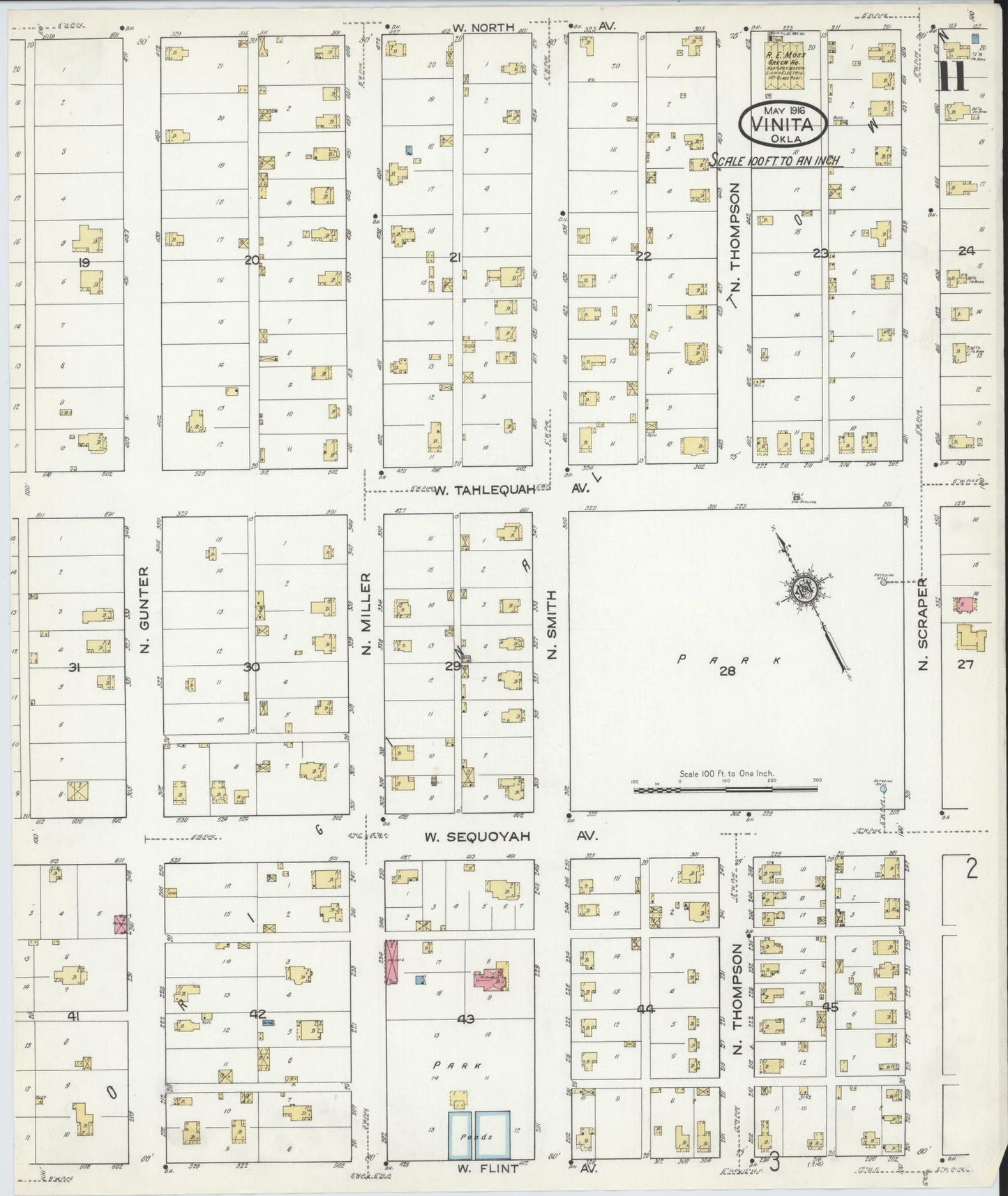 Sanborn Fire Insurance Map from Vinita, Craig County, Oklahoma (1916), Sheet #0011 - Complete Map Set gallery image, historic Sanborn map, vintage wall art, Oklahoma Oklahoma