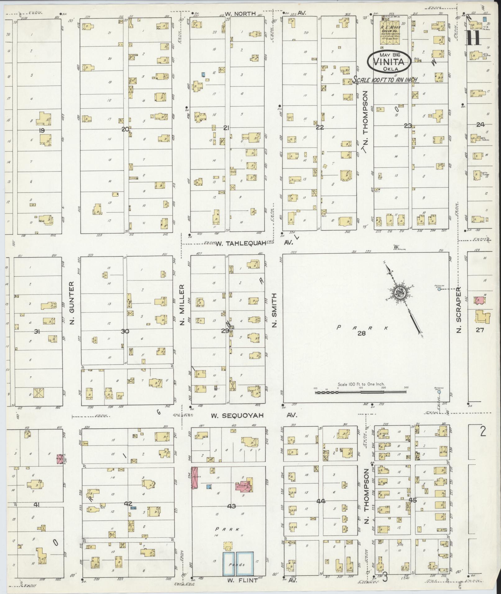 Sanborn Fire Insurance Map from Vinita, Craig County, Oklahoma (1916), Sheet #0011 - Complete Map Set gallery image, historic Sanborn map, vintage wall art, Oklahoma Oklahoma
