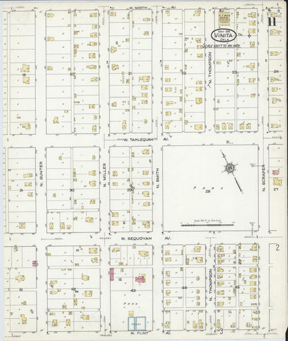Sanborn Fire Insurance Map from Vinita, Craig County, Oklahoma (1916), Sheet #0011 - Complete Map Set gallery image, historic Sanborn map, vintage wall art, Oklahoma Oklahoma