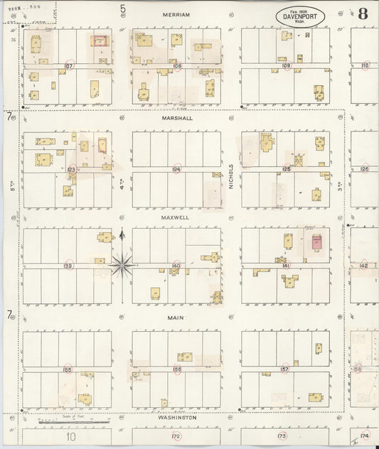 Sanborn Fire Insurance Map from Davenport, Lincoln County, Washington (1930), Sheet #0008 - Historic Sanborn Fire Insurance Map Print, vintage old map wall art, antique decor, genealogy gift, Washington Washington map