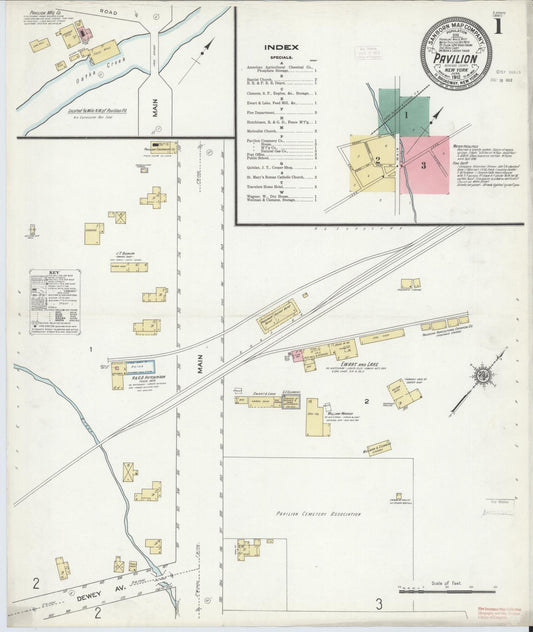 Sanborn Fire Insurance Map from Pavilion, Genesee County, New York (1912), Sheet #0001 - Historic Sanborn Fire Insurance Map Print, vintage old map wall art, antique decor, genealogy gift, New York New York map